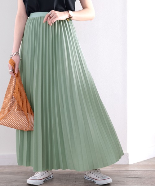 classicalelf（クラシカルエルフ）の「落ち感綺麗。マキシ丈プリーツスカート（スカート・レディース・グリーン/ブラック/モカ/ブルー・MEDIUM）」の5枚目の写真