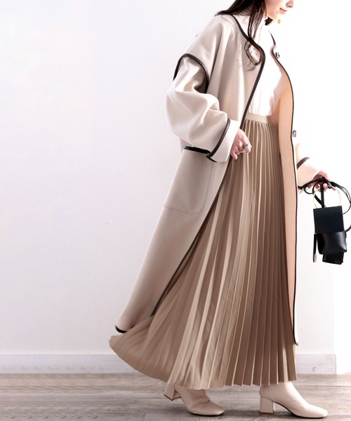 classicalelf（クラシカルエルフ）の「落ち感綺麗。マキシ丈プリーツスカート（スカート・レディース・グリーン/ブラック/モカ/ブルー・MEDIUM）」の18枚目の写真