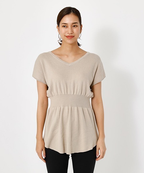 AZUL by moussy(アズールバイマウジー)の「2WAY WAIST SHIRRING KNIT PO/2WAYウエストシリングニットプルオーバー【MOOK52掲載 90483】(ニット/セーター・レディース・ダークオレンジ/ライトベージュ/ブラック・SMALL/MEDIUM)」の17枚目の写真