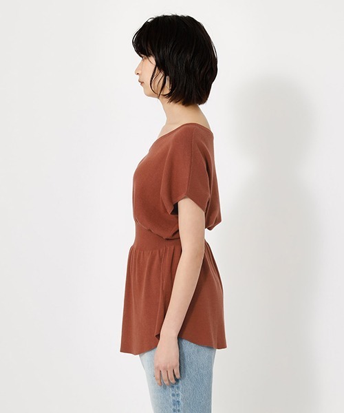 AZUL by moussy(アズールバイマウジー)の「2WAY WAIST SHIRRING KNIT PO/2WAYウエストシリングニットプルオーバー【MOOK52掲載 90483】(ニット/セーター・レディース・ダークオレンジ/ライトベージュ/ブラック・SMALL/MEDIUM)」の8枚目の写真