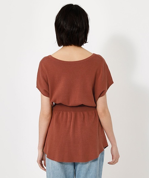 AZUL by moussy(アズールバイマウジー)の「2WAY WAIST SHIRRING KNIT PO/2WAYウエストシリングニットプルオーバー【MOOK52掲載 90483】(ニット/セーター・レディース・ダークオレンジ/ライトベージュ/ブラック・SMALL/MEDIUM)」の7枚目の写真