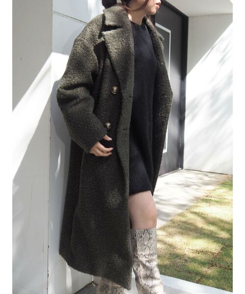 EVRIS（エヴリス）の「ドロップショルダーロングコート（チェスターコート・レディース・ブラック/ボルドー/カーキ/その他1・FREE）」の7枚目の写真