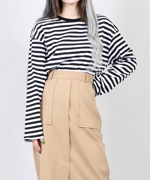 DING（ディング）の「DING/ボーダーロンT（Tシャツ/カットソー・レディース・ホワイト/イエロー/ブルー・FREE）」の2枚目の写真