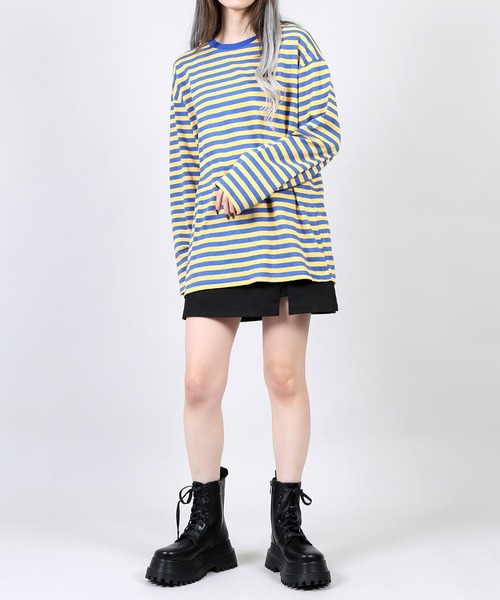 DING（ディング）の「DING/ボーダーロンT（Tシャツ/カットソー・レディース・ホワイト/イエロー/ブルー・FREE）」の11枚目の写真