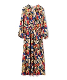 美品❣️定価4.4万円 エストネーション リーフプリントギャザーワンピース 36 美品❣️定価4.4万円 エストネーション リーフプリントギャザー