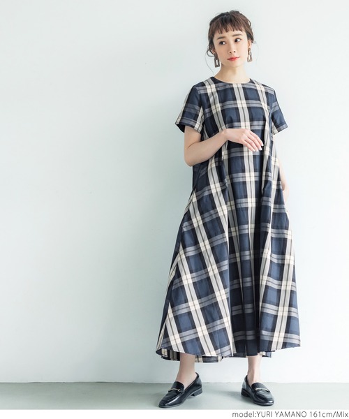 coca（coca）（コカ）の「フレアチェックワンピース（ワンピース・レディース・ブルー系その他・ONE SIZE）」の10枚目の写真