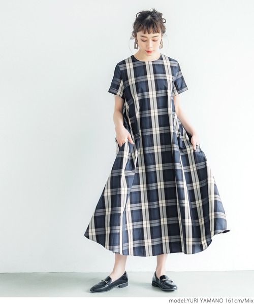 coca（coca）（コカ）の「フレアチェックワンピース（ワンピース・レディース・ブルー系その他・ONE SIZE）」の12枚目の写真