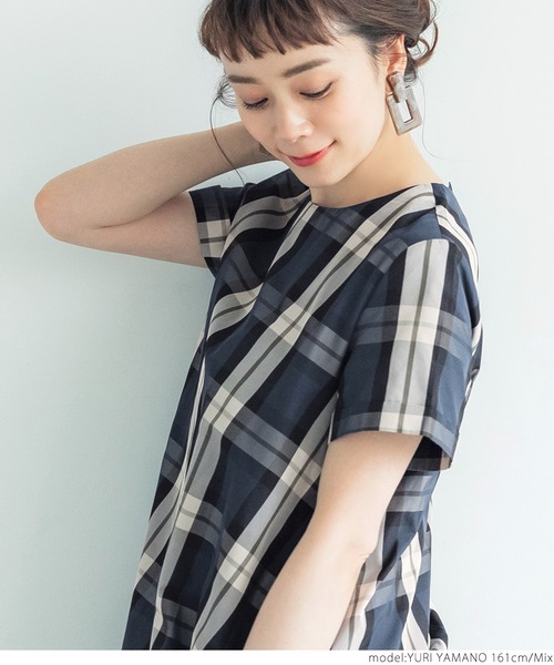 coca（coca）（コカ）の「フレアチェックワンピース（ワンピース・レディース・ブルー系その他・ONE SIZE）」の2枚目の写真