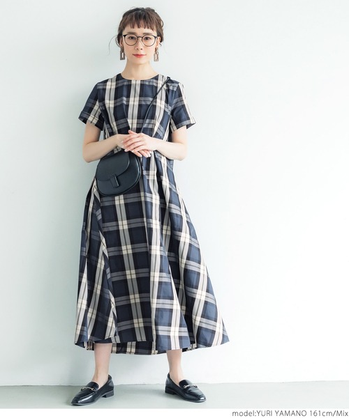 coca（coca）（コカ）の「フレアチェックワンピース（ワンピース・レディース・ブルー系その他・ONE SIZE）」の3枚目の写真