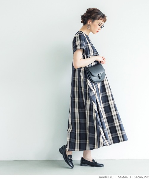 coca（coca）（コカ）の「フレアチェックワンピース（ワンピース・レディース・ブルー系その他・ONE SIZE）」の9枚目の写真