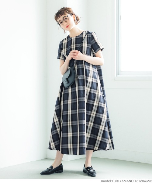 coca（coca）（コカ）の「フレアチェックワンピース（ワンピース・レディース・ブルー系その他・ONE SIZE）」の6枚目の写真