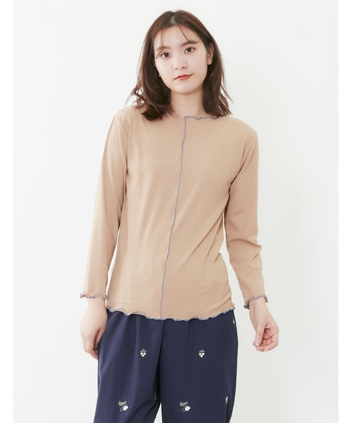 POU DOU DOU(プードゥドゥ)の「トタンテレコ7分袖トップス(Tシャツ/カットソー・レディース・キャメル/イエロー/ブルー/アイボリー/ブラック・3)」の5枚目の写真