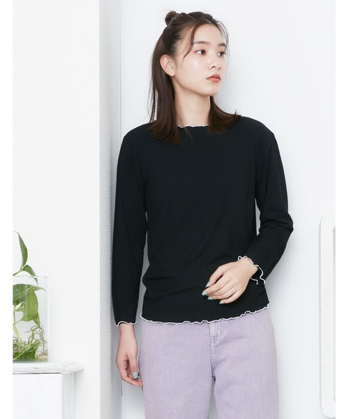 POU DOU DOU(プードゥドゥ)の「トタンテレコ7分袖トップス(Tシャツ/カットソー・レディース・キャメル/イエロー/ブルー/アイボリー/ブラック・3)」の3枚目の写真