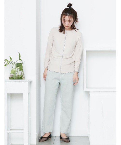 POU DOU DOU(プードゥドゥ)の「トタンテレコ7分袖トップス(Tシャツ/カットソー・レディース・キャメル/イエロー/ブルー/アイボリー/ブラック・3)」の7枚目の写真