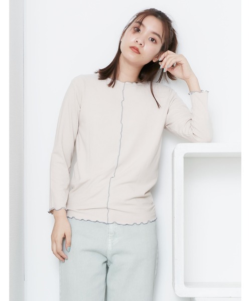 POU DOU DOU(プードゥドゥ)の「トタンテレコ7分袖トップス(Tシャツ/カットソー・レディース・キャメル/イエロー/ブルー/アイボリー/ブラック・3)」の8枚目の写真