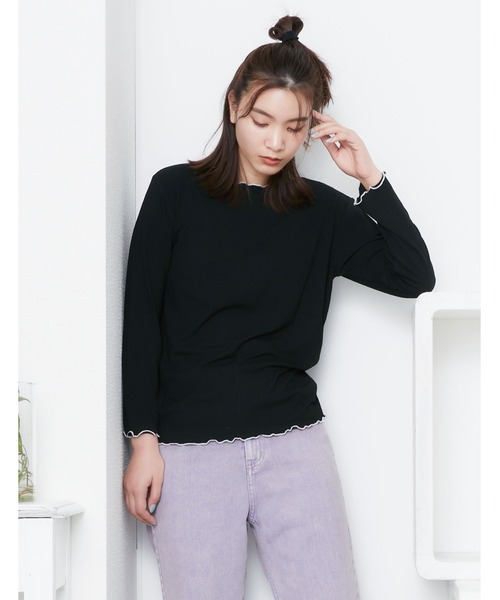 POU DOU DOU(プードゥドゥ)の「トタンテレコ7分袖トップス(Tシャツ/カットソー・レディース・キャメル/イエロー/ブルー/アイボリー/ブラック・3)」の13枚目の写真