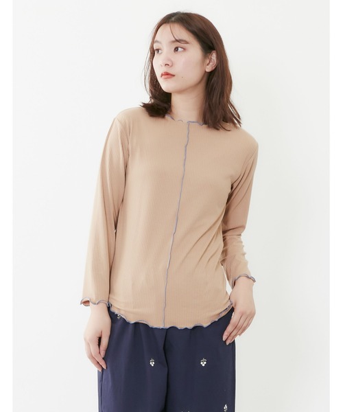 POU DOU DOU(プードゥドゥ)の「トタンテレコ7分袖トップス(Tシャツ/カットソー・レディース・キャメル/イエロー/ブルー/アイボリー/ブラック・3)」の16枚目の写真