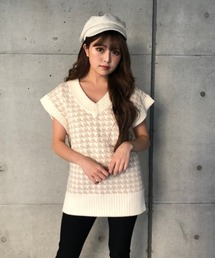 ENVYM | ハウンドトゥースＫｎｉｔ　Ｖｅｓｔ(ニット/セーター)