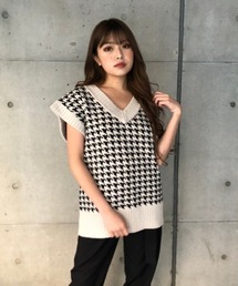 ENVYM | ハウンドトゥースＫｎｉｔ　Ｖｅｓｔ(ニット/セーター)