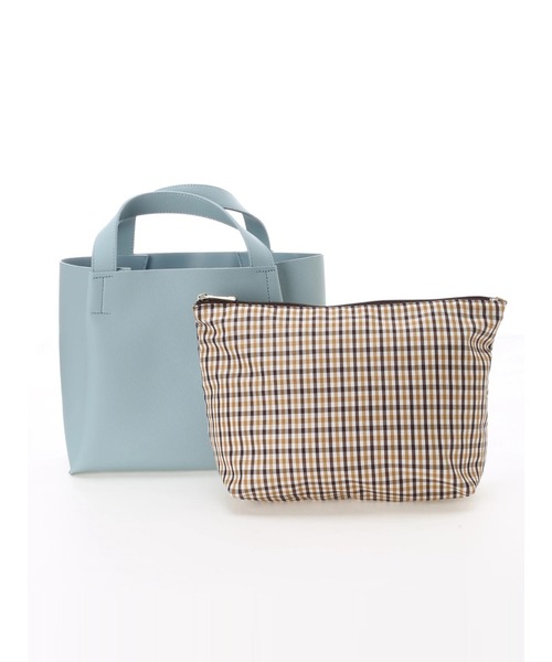 Lugnoncure（ルノンキュール）の「ポーチ付きトートバッグ（トートバッグ・レディース・オフホワイト/ブラック/ブルー/シルバー・ﾌﾘ-）」の4枚目の写真