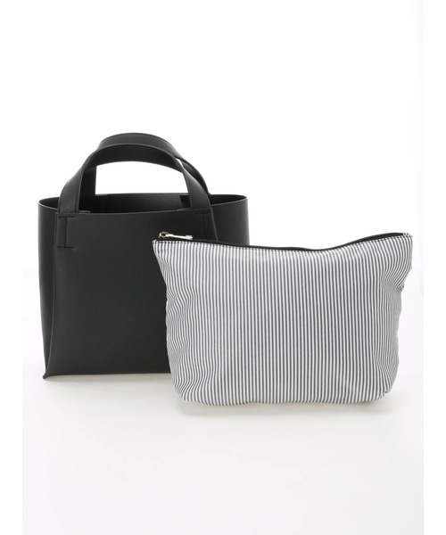 Lugnoncure（ルノンキュール）の「ポーチ付きトートバッグ（トートバッグ・レディース・オフホワイト/ブラック/ブルー/シルバー・ﾌﾘ-）」の3枚目の写真