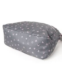 Lesportsac ハーパーバックリボン柄グレー＋ライトピンク レスポートサック】カラフル リボン ボストンバッグ ショルダー付き