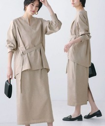 【これ１つできちんと感】ブラウス+タイトスカートセットアップ