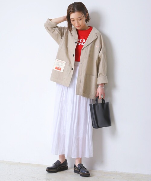 FREAK'S STORE（フリークスストア）の「【WEB限定】MACOBER/マコバー　別注コットンリネンジャケット（テーラードジャケット・レディース・ブラック/ベージュ/ナチュラル/サックスブルー・38）」の5枚目の写真