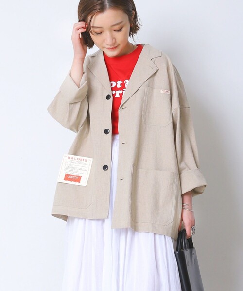 FREAK'S STORE（フリークスストア）の「【WEB限定】MACOBER/マコバー　別注コットンリネンジャケット（テーラードジャケット・レディース・ブラック/ベージュ/ナチュラル/サックスブルー・38）」の11枚目の写真