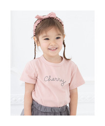 birthday party | birthday party/ロゴプリント milk cherry leaf cocoa 半袖 シンプル Tシャツ (70cm～110cm)(Tシャツ/カットソー)