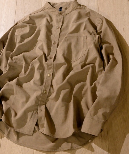 JOHN'S CLOSET(ジョンズクローゼット)の「【i】ポリエステルラミーバンドカラー長袖シャツ(シャツ/ブラウス・メンズ・ホワイト/ブラック/ネイビー/ベージュ/カーキ・MEDIUM/LARGE/X-LARGE)」の3枚目の写真