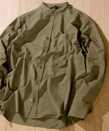 【i】ポリエステルラミーバンドカラー長袖シャツ