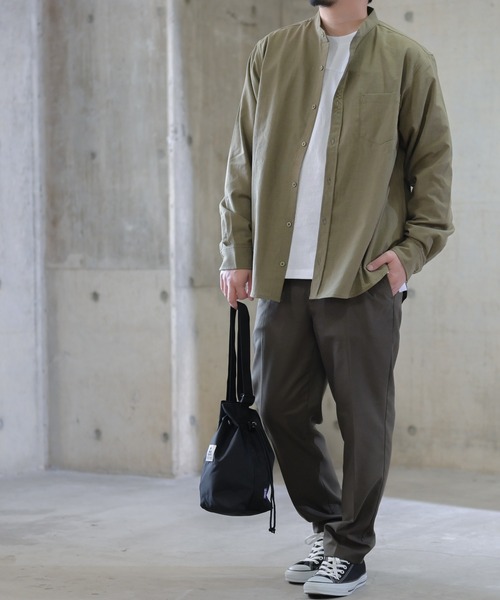 JOHN'S CLOSET(ジョンズクローゼット)の「【i】ポリエステルラミーバンドカラー長袖シャツ(シャツ/ブラウス・メンズ・ホワイト/ブラック/ネイビー/ベージュ/カーキ・MEDIUM/LARGE/X-LARGE)」の7枚目の写真