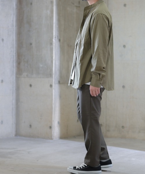 JOHN'S CLOSET(ジョンズクローゼット)の「【i】ポリエステルラミーバンドカラー長袖シャツ(シャツ/ブラウス・メンズ・ホワイト/ブラック/ネイビー/ベージュ/カーキ・MEDIUM/LARGE/X-LARGE)」の9枚目の写真