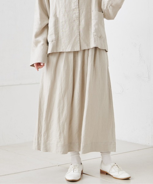 PUAL CE CIN（ピュアルセシン）の「麻レーヨンツイルスカート（スカート・レディース・スミクロ/ベージュ/グレー・FREE）」の12枚目の写真