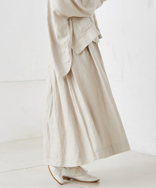 PUAL CE CIN（ピュアルセシン）の「麻レーヨンツイルスカート（スカート・レディース・スミクロ/ベージュ/グレー・FREE）」の20枚目の写真