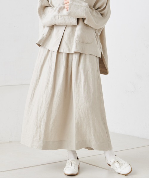 PUAL CE CIN（ピュアルセシン）の「麻レーヨンツイルスカート（スカート・レディース・スミクロ/ベージュ/グレー・FREE）」の16枚目の写真