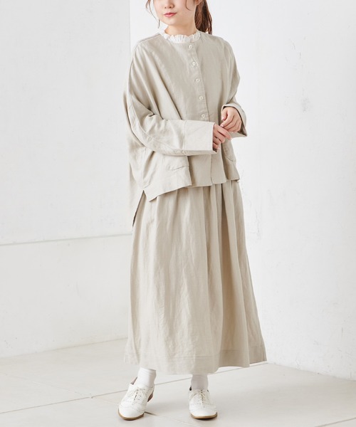 PUAL CE CIN（ピュアルセシン）の「麻レーヨンツイルスカート（スカート・レディース・スミクロ/ベージュ/グレー・FREE）」の8枚目の写真