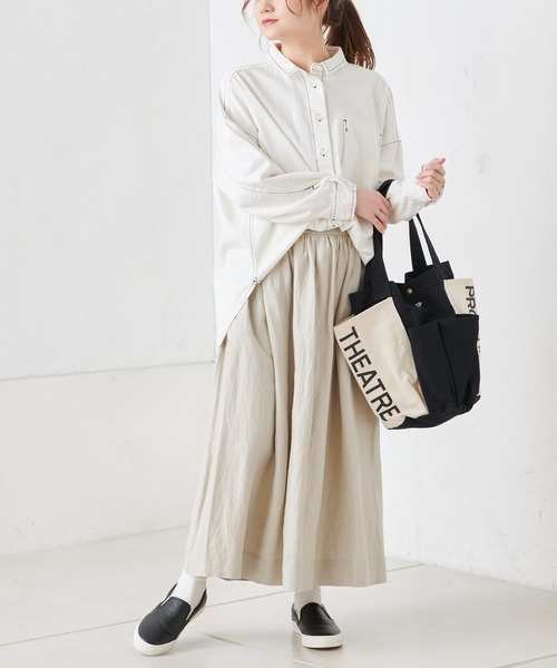 PUAL CE CIN（ピュアルセシン）の「麻レーヨンツイルスカート（スカート・レディース・スミクロ/ベージュ/グレー・FREE）」の13枚目の写真