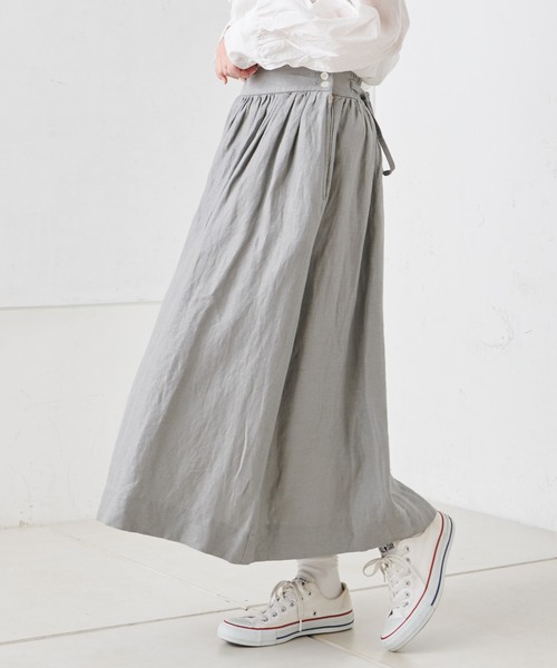 PUAL CE CIN（ピュアルセシン）の「麻レーヨンツイルスカート（スカート・レディース・スミクロ/ベージュ/グレー・FREE）」の5枚目の写真