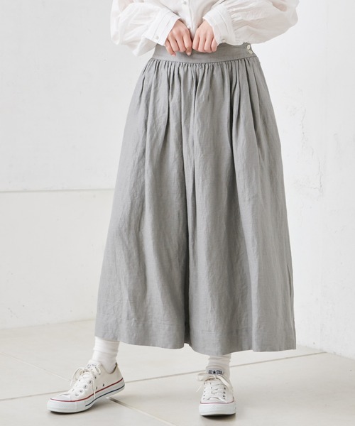 PUAL CE CIN（ピュアルセシン）の「麻レーヨンツイルスカート（スカート・レディース・スミクロ/ベージュ/グレー・FREE）」の17枚目の写真