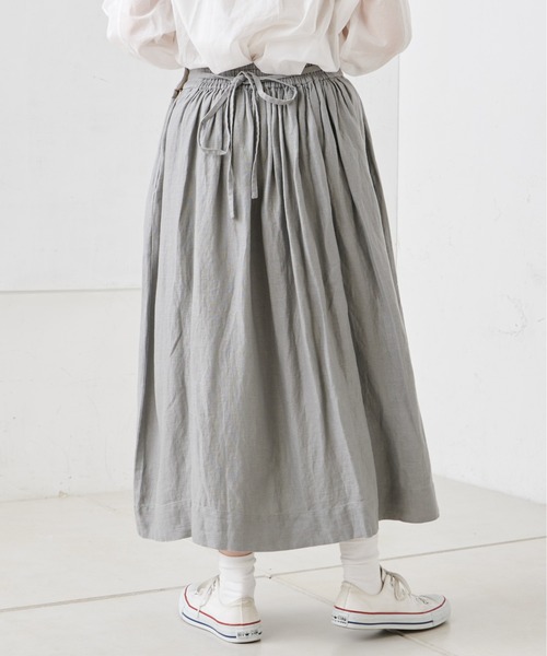 PUAL CE CIN（ピュアルセシン）の「麻レーヨンツイルスカート（スカート・レディース・スミクロ/ベージュ/グレー・FREE）」の9枚目の写真