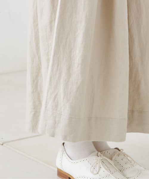 PUAL CE CIN（ピュアルセシン）の「麻レーヨンツイルスカート（スカート・レディース・スミクロ/ベージュ/グレー・FREE）」の11枚目の写真