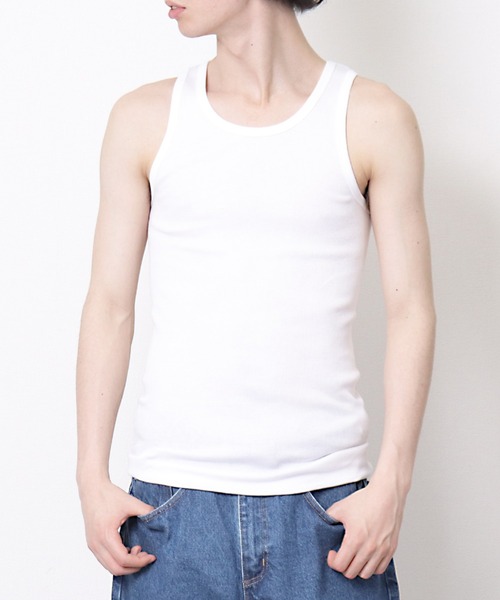 Healthknit(ヘルスニット)の「【 Healthknit / ヘルスニット 】 # リブ タンクトップ インナー USコットン SHP 53001(タンクトップ・メンズ・オフホワイト/グレー/ブラック・M/L)」の2枚目の写真