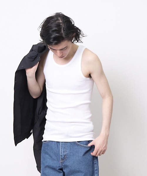 Healthknit(ヘルスニット)の「【 Healthknit / ヘルスニット 】 # リブ タンクトップ インナー USコットン SHP 53001(タンクトップ・メンズ・オフホワイト/グレー/ブラック・M/L)」の6枚目の写真
