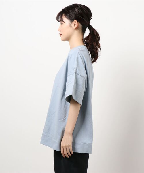 PUAL CE CIN（ピュアルセシン）の「配色ステッチプリントシャツ（Tシャツ/カットソー・レディース・チャコールグレー/ブルー系その他/ホワイト/ベージュ・FREE）」の6枚目の写真