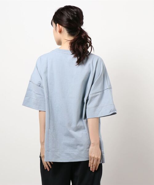 PUAL CE CIN（ピュアルセシン）の「配色ステッチプリントシャツ（Tシャツ/カットソー・レディース・チャコールグレー/ブルー系その他/ホワイト/ベージュ・FREE）」の5枚目の写真