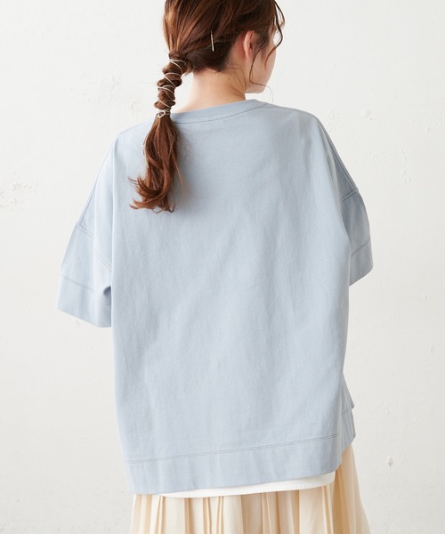 PUAL CE CIN（ピュアルセシン）の「配色ステッチプリントシャツ（Tシャツ/カットソー・レディース・チャコールグレー/ブルー系その他/ホワイト/ベージュ・FREE）」の12枚目の写真