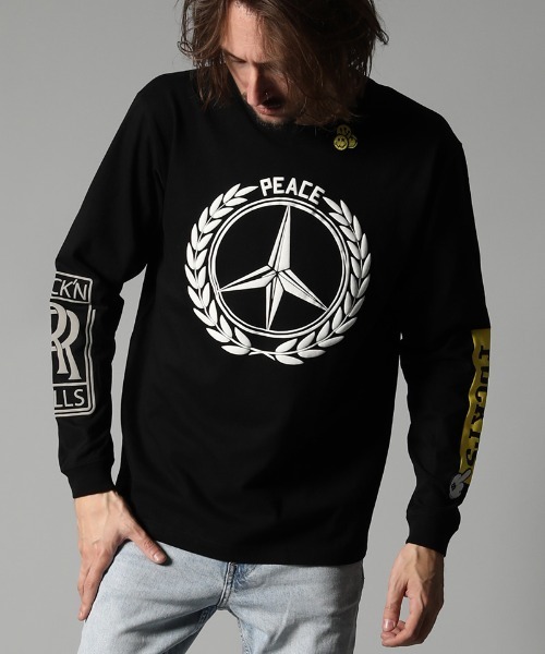 STUD MUFFIN（スタッドマフィン）の「mlt3394-5.6ozコットン天竺 FOREIGNフォームプリント LSTシャツ（Tシャツ/カットソー・メンズ・ブラック/ホワイト・3/2/4）」の2枚目の写真