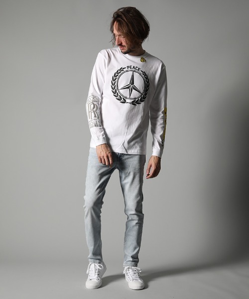 STUD MUFFIN（スタッドマフィン）の「mlt3394-5.6ozコットン天竺 FOREIGNフォームプリント LSTシャツ（Tシャツ/カットソー・メンズ・ブラック/ホワイト・3/2/4）」の4枚目の写真